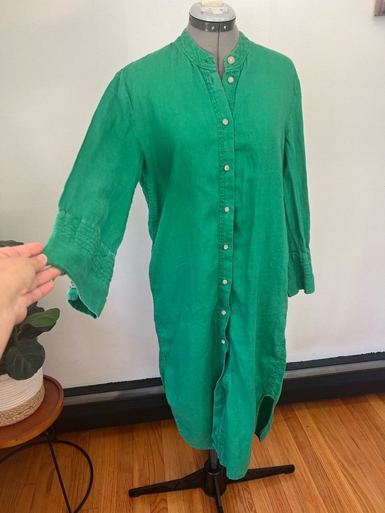 Zara Green Linen Tunic Dress - Picture 4 of 11